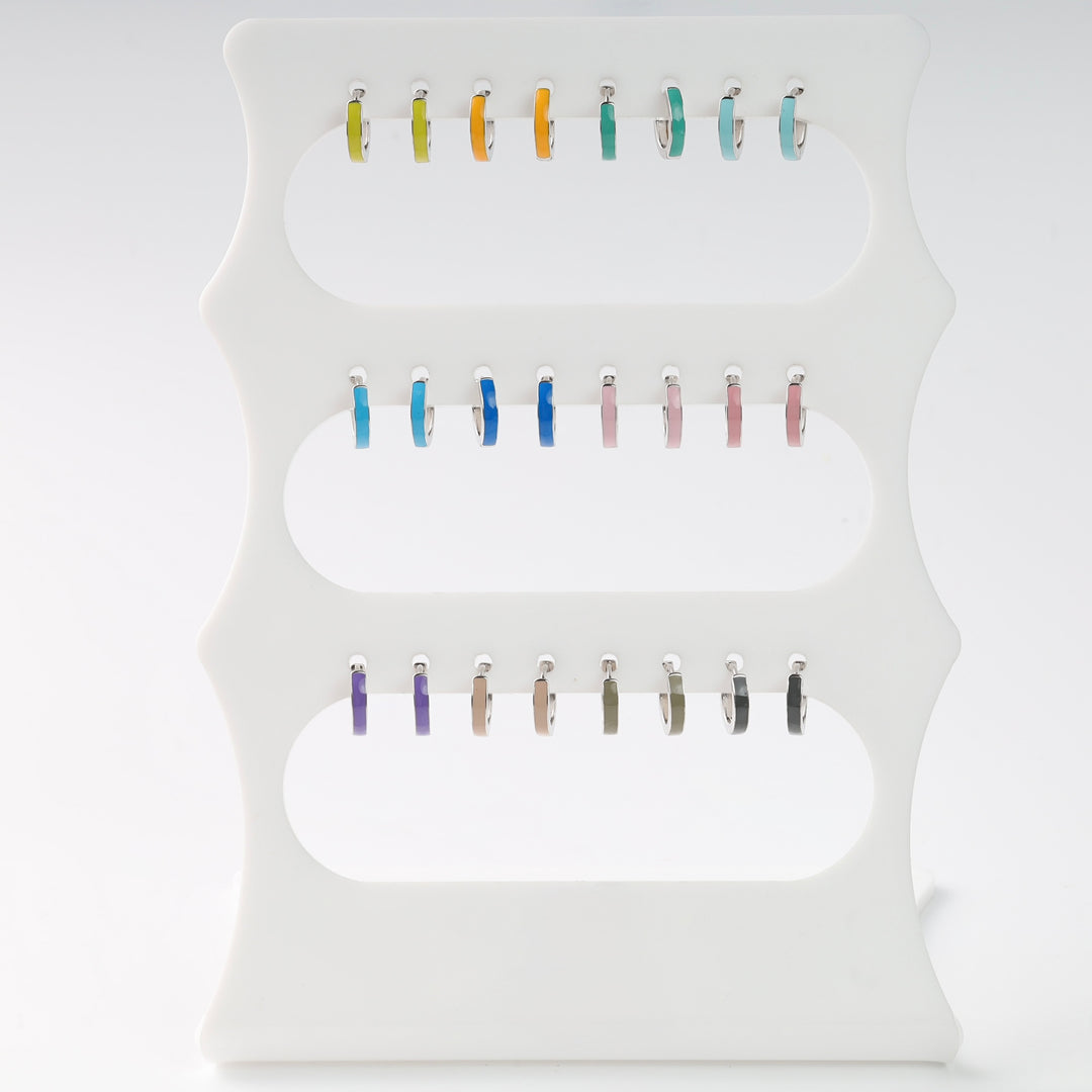 Colorful Enamel Mini Hoop Earrings | Sterling silver 925
