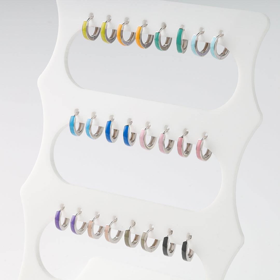 Colorful Enamel Mini Hoop Earrings | Sterling silver 925