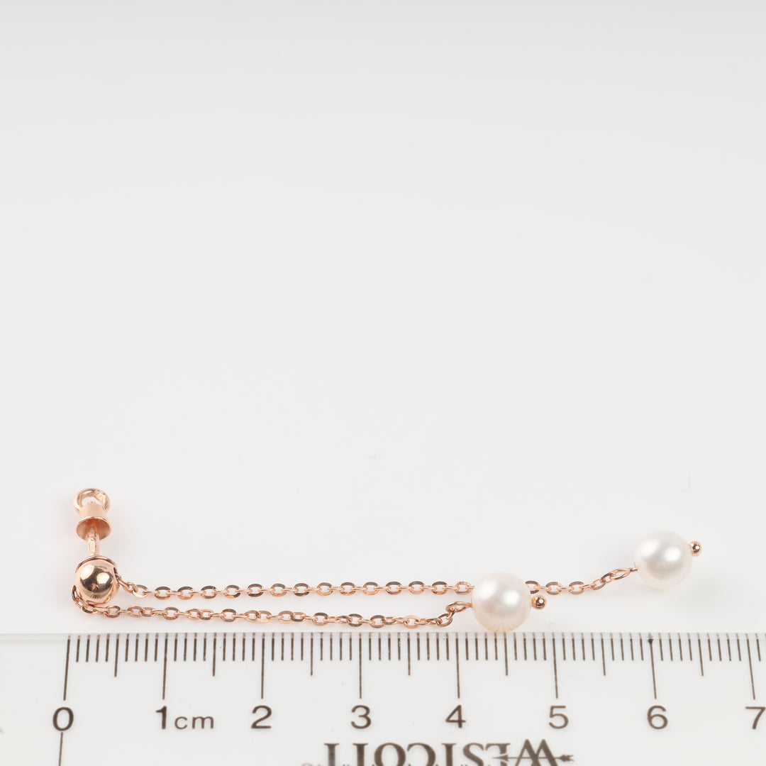 Screw-back Chain earrings with Pearls | 14K Rose Gold (585)- Ukrainian Jewelry