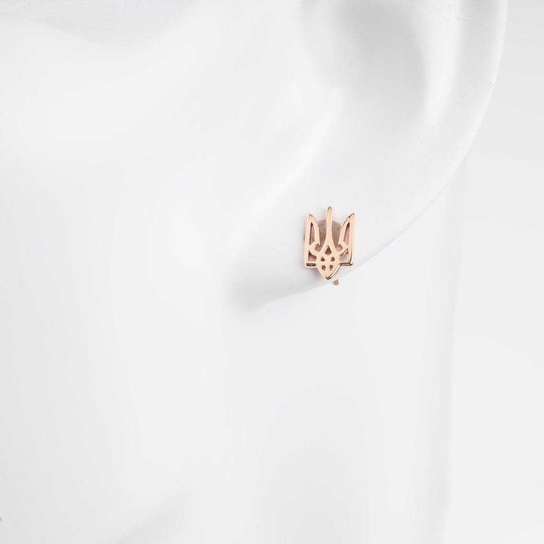 Screw-back earrings "Trident" | 14K Gold - Ukrainian Jewelry
