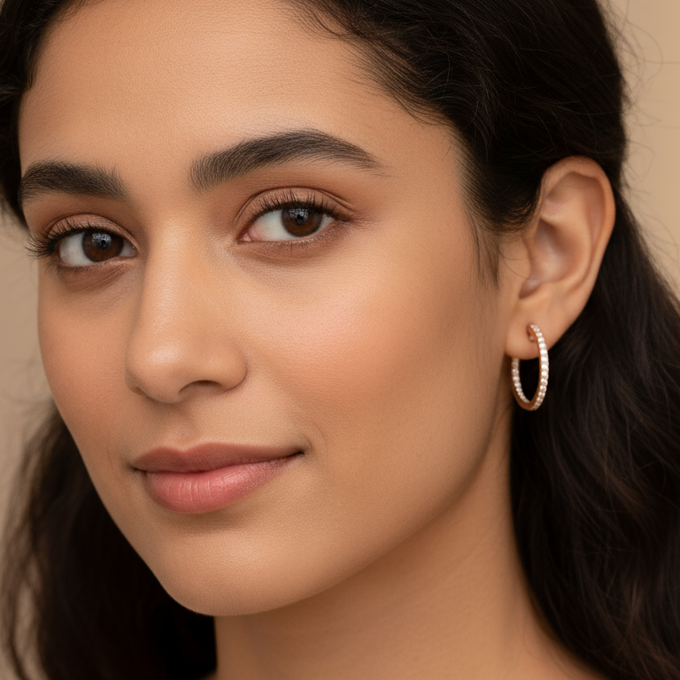 Earrings Pavé Hoop | 14 K Rose Gold (585)
