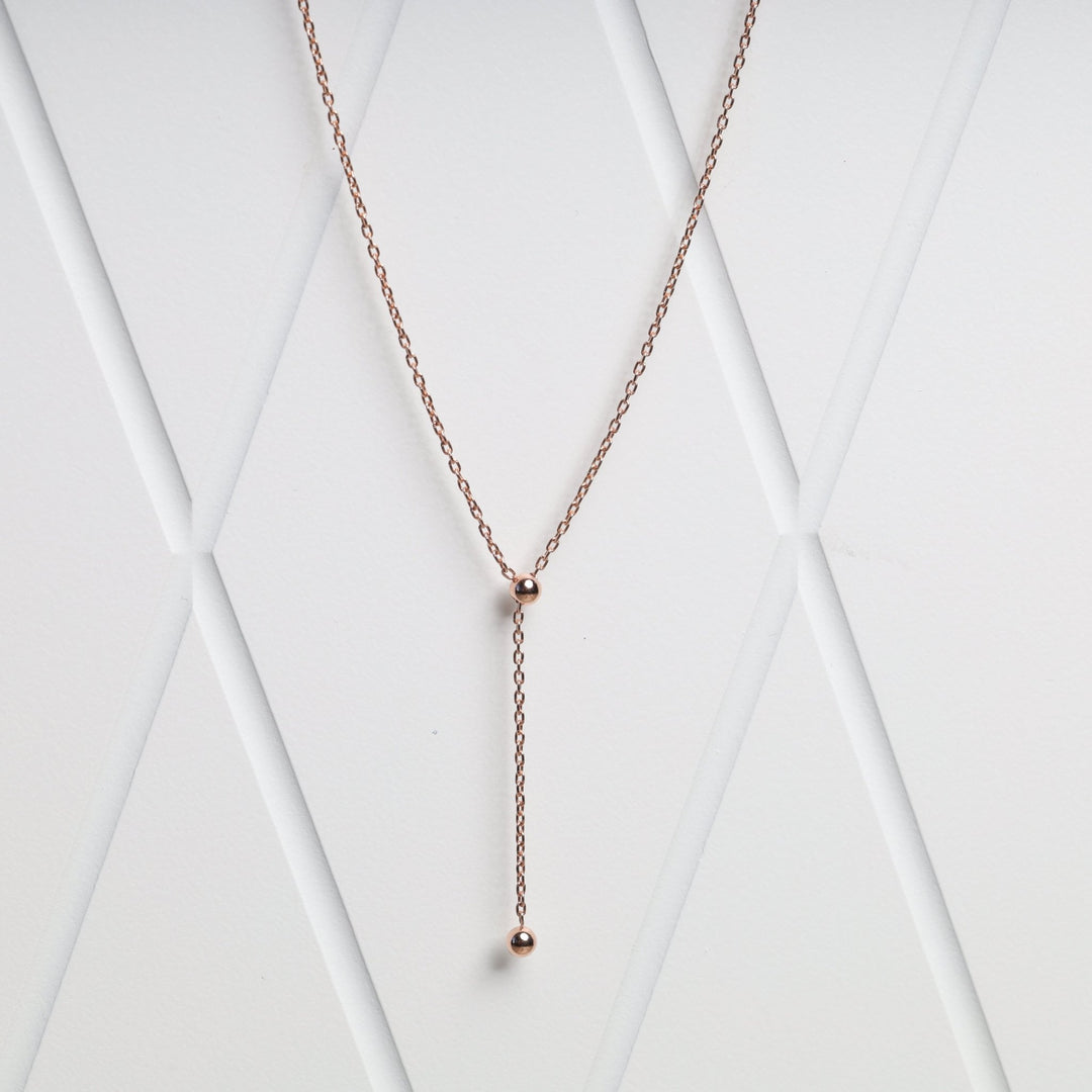 Ball Tie Necklace | 14K Rose Gold (585) - Ukrainian Jewelry