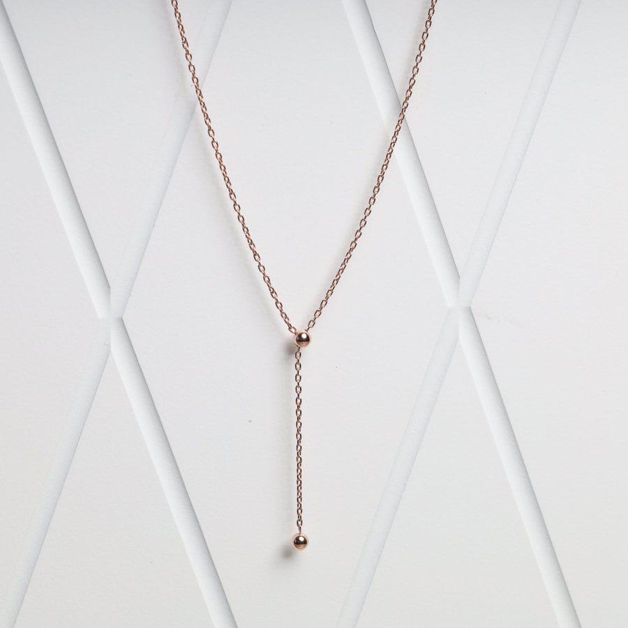 Ball Tie Necklace | 14K Rose Gold (585) - Ukrainian Jewelry