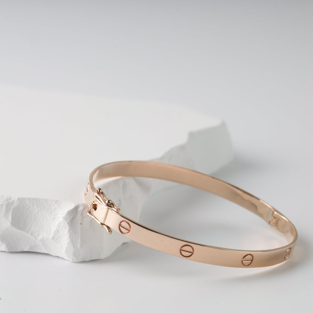 Bolts Plain Bracelet | 14K Rose gold (585) - Ukrainian Jewelry