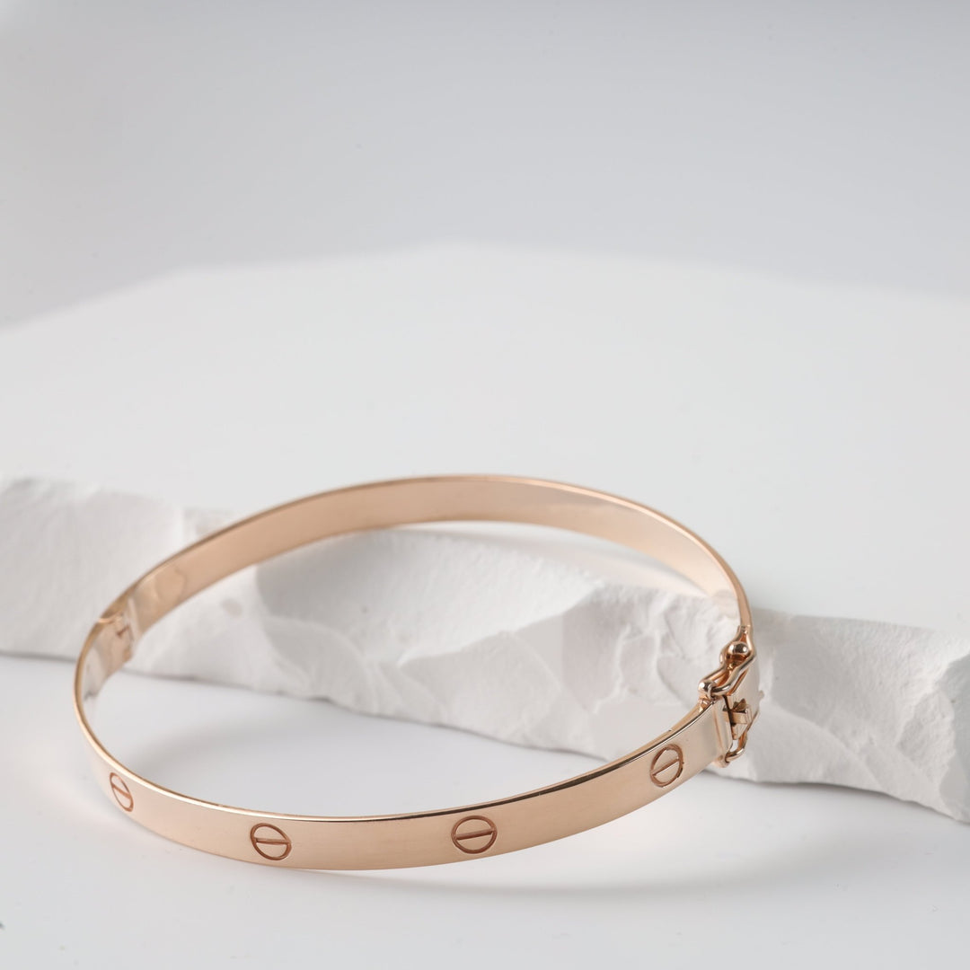 Bolts Plain Bracelet | 14K Rose gold (585) - Ukrainian Jewelry