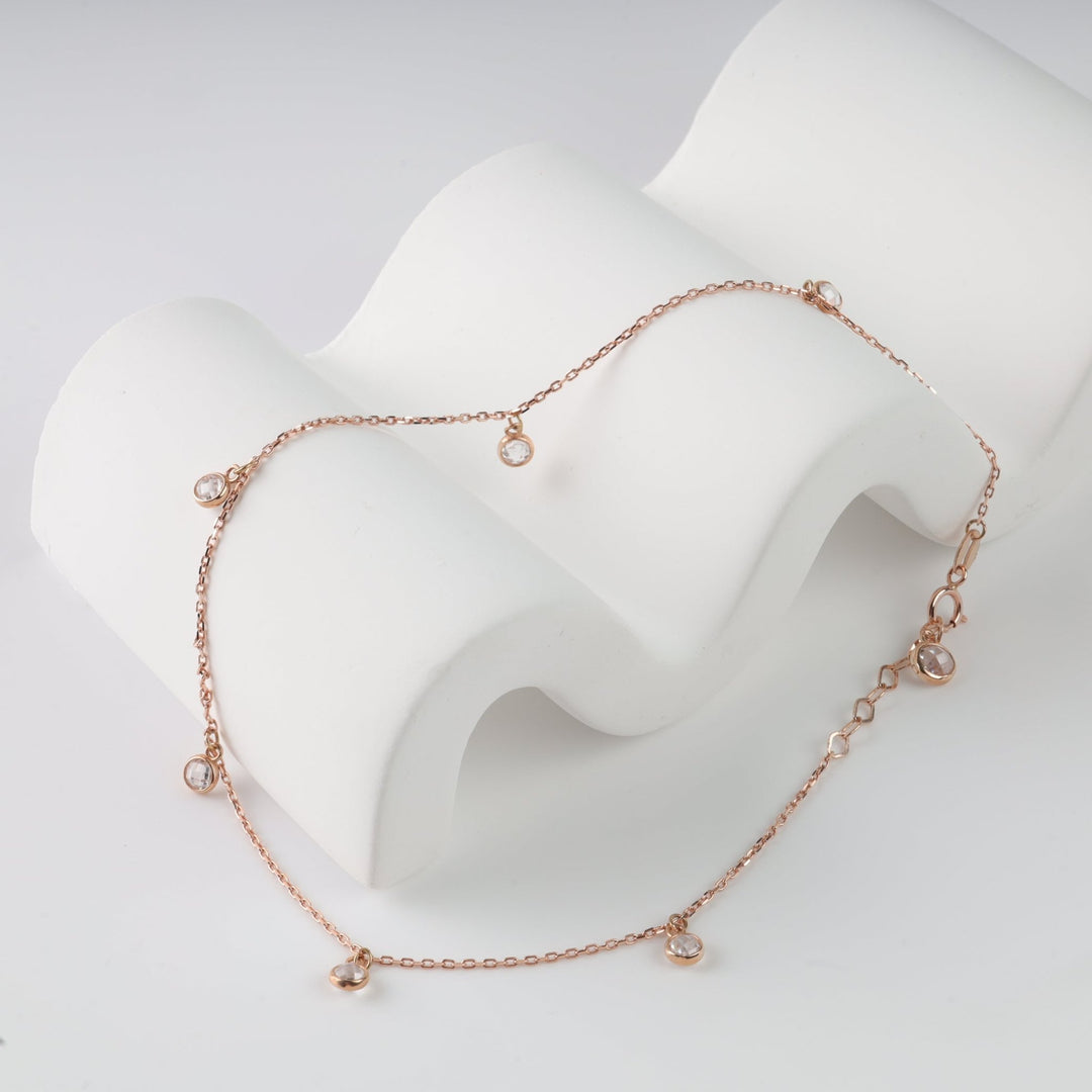 Ankle Bracelet with Charms | 585 Rose Gold (14K) - Ukrainian Jewelry
