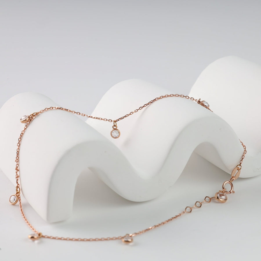 Ankle Bracelet with Charms | 585 Rose Gold (14K) - Ukrainian Jewelry