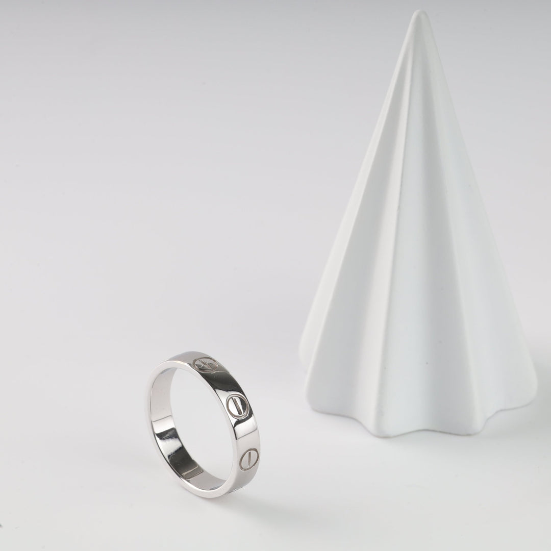 Bolts Plain Ring | 14K White gold (585) - Ukrainian Jewelry