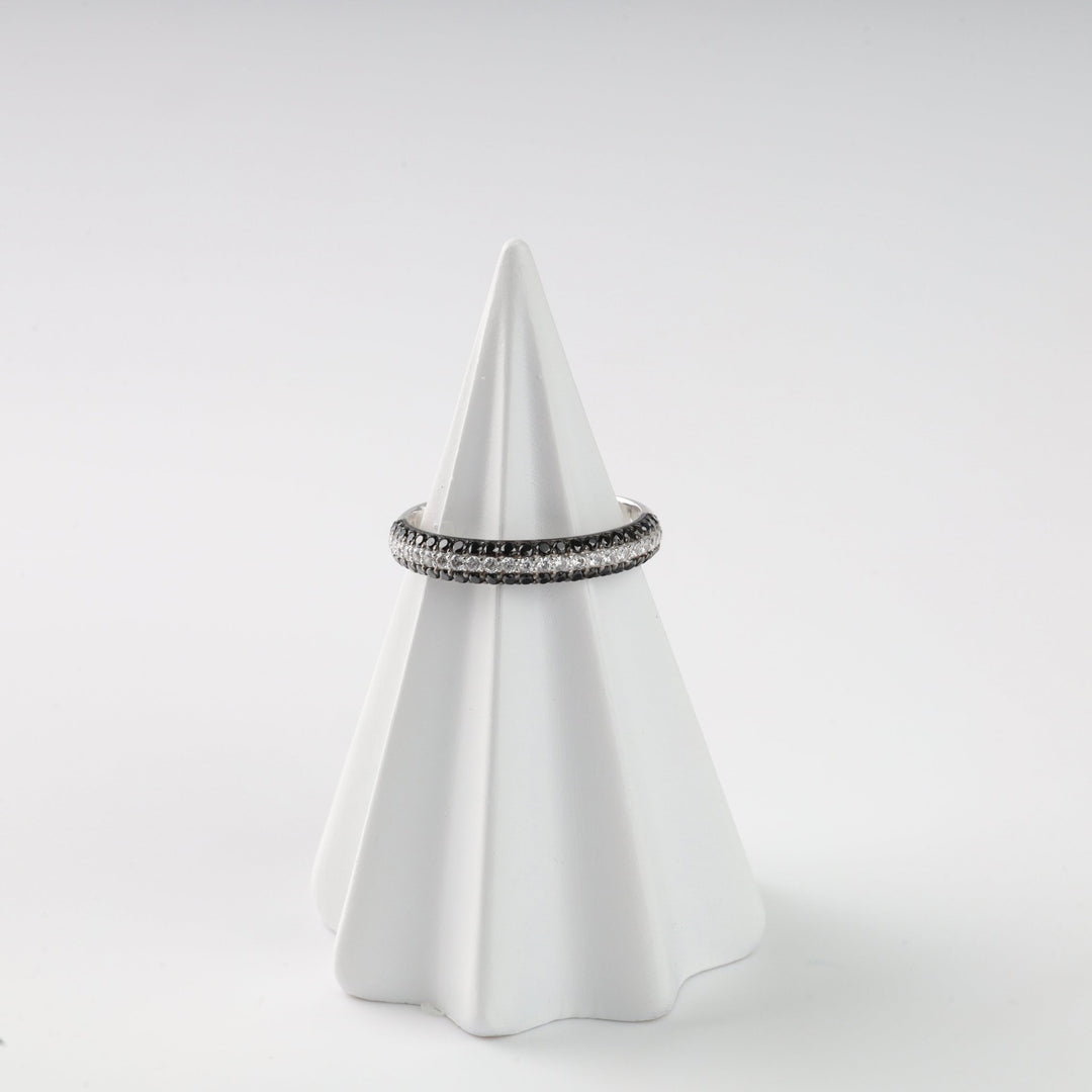 Black & White Harmony Ring | 14K White Gold (585) - Ukrainian Jewelry