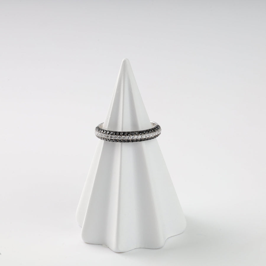 Black & White Harmony Ring | 14K White Gold (585) - Ukrainian Jewelry