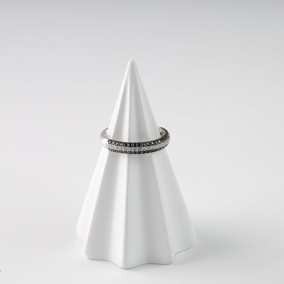 Black & White Harmony Ring | 14K White Gold (585) - Ukrainian Jewelry