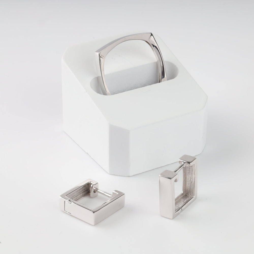 Square Plain Ring | 14K White gold (585) - Ukrainian Jewelry