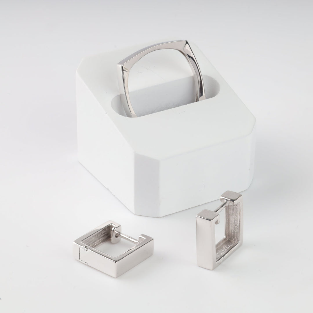 Square Plain Ring | 14K White gold (585) - Ukrainian Jewelry