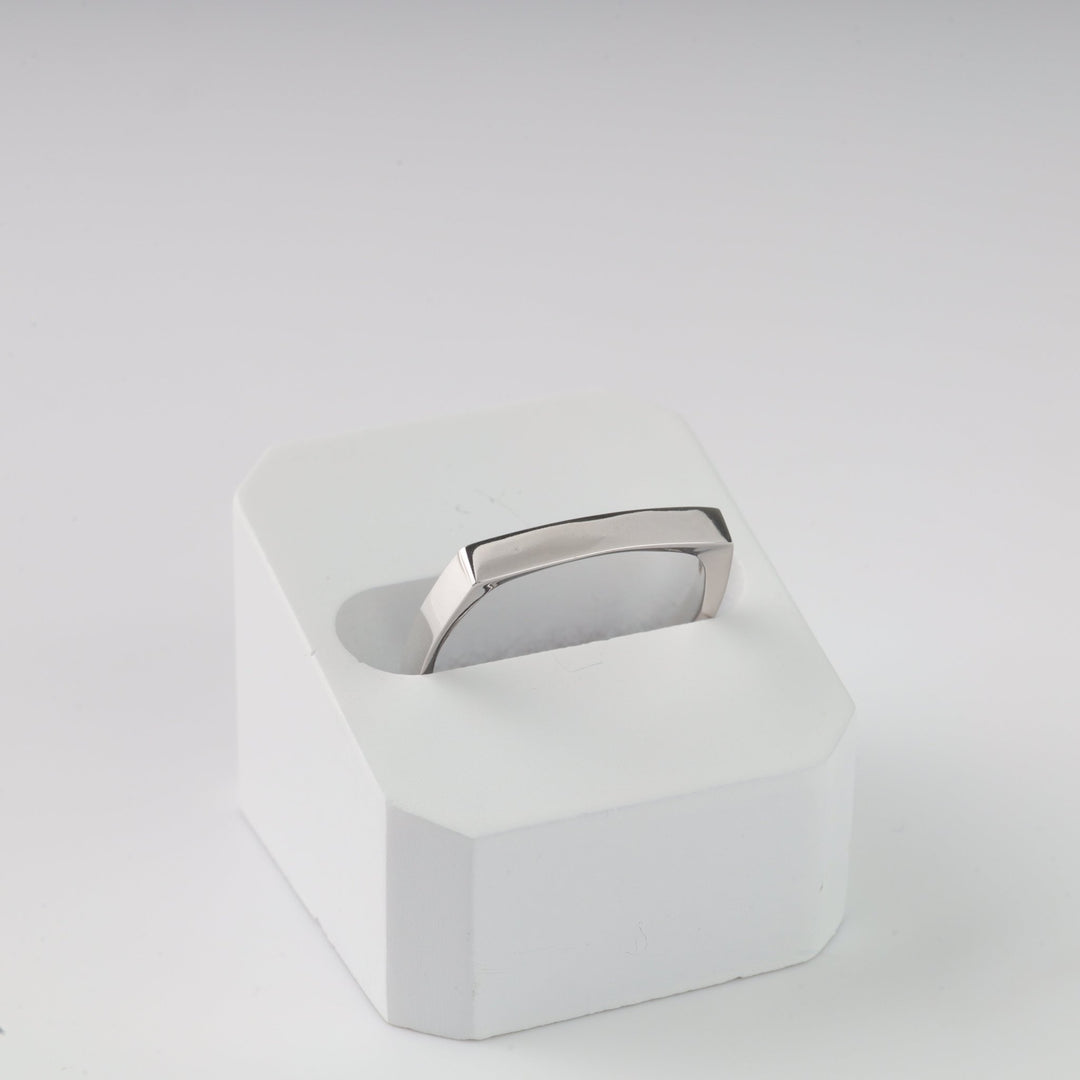 Square Plain Ring | 14K White gold (585) - Ukrainian Jewelry