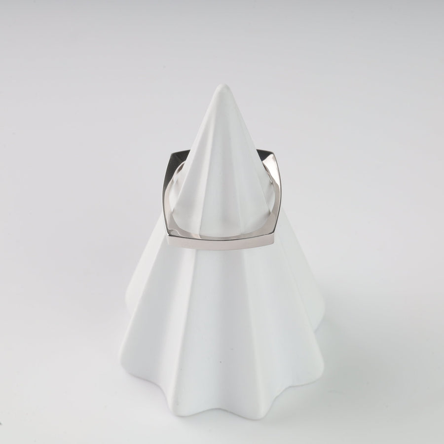 Square Plain Ring | 14K White gold (585) - Ukrainian Jewelry