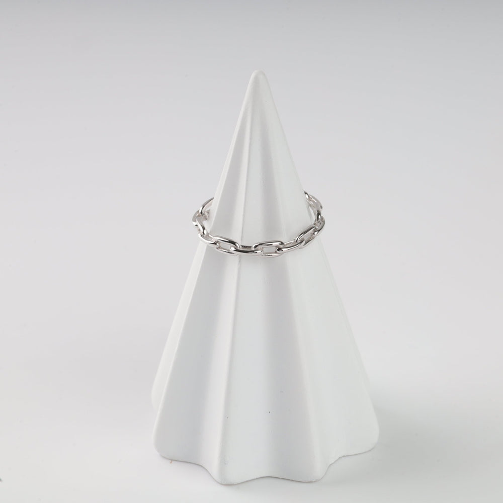 Totally Connected Plain Chain Ring | 14K White Gold (585) - Ukrainian Jewelry