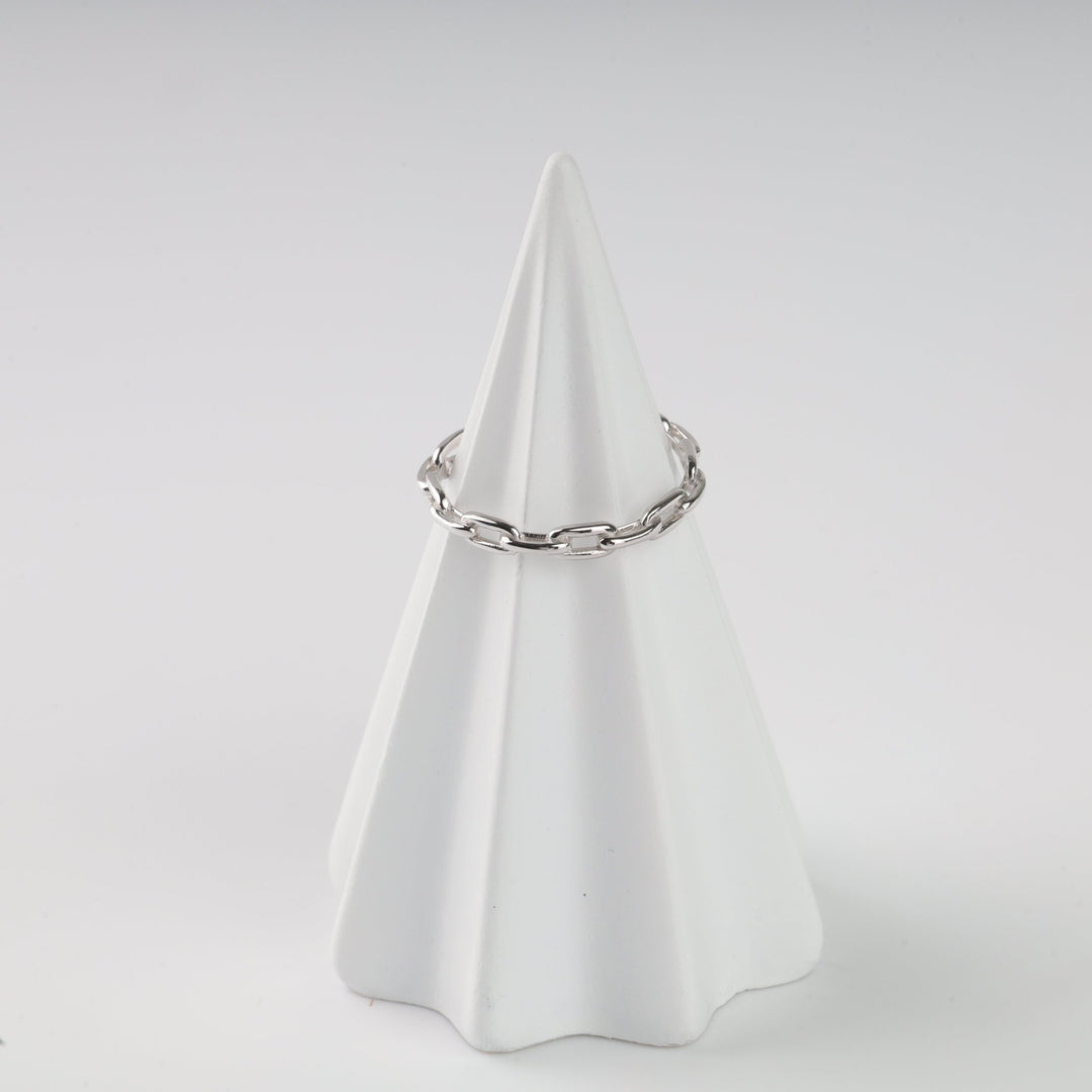 Totally Connected Plain Chain Ring | 14K White Gold (585) - Ukrainian Jewelry
