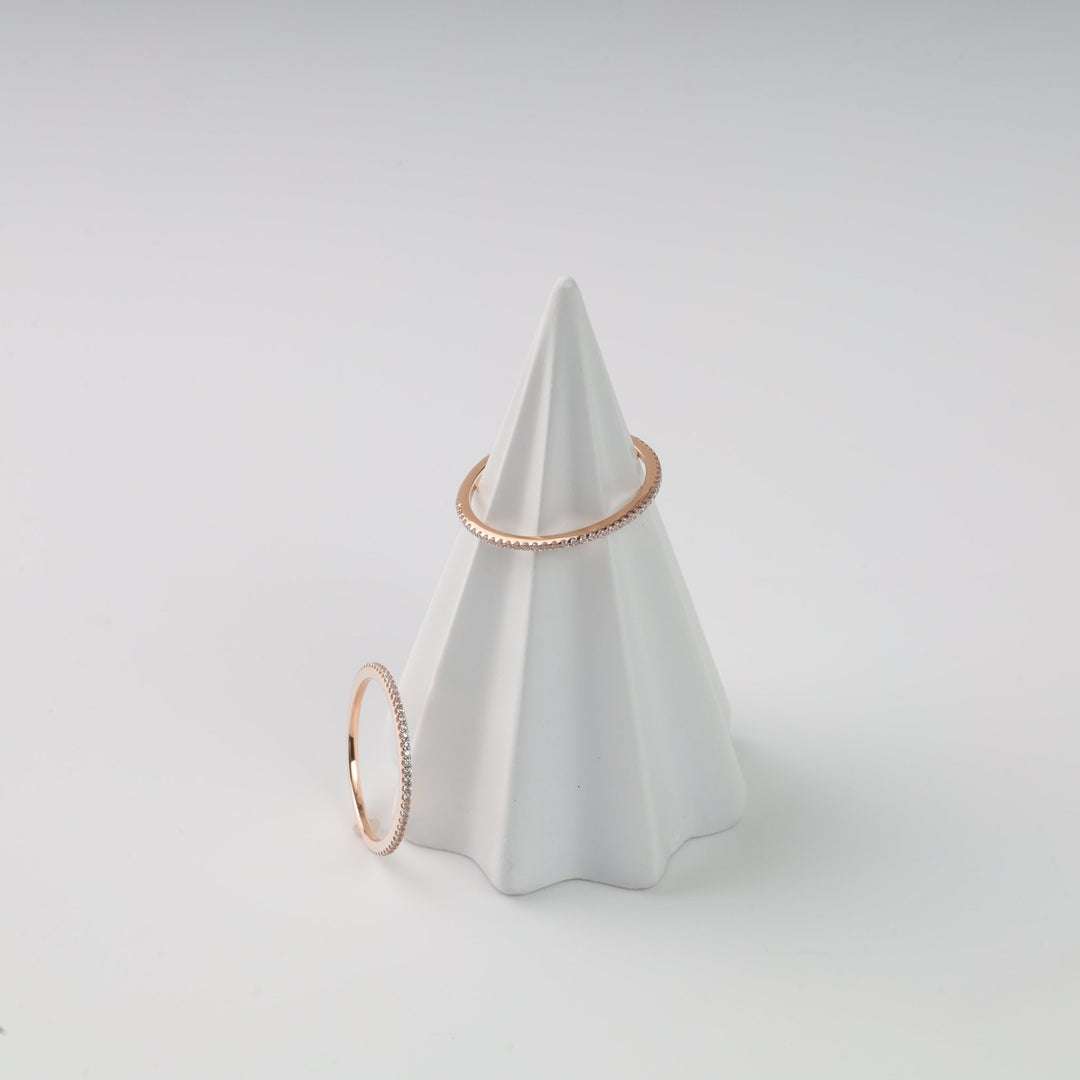 Minimal Ring with white cubic zirconia | 14K Rose Gold (585) - Ukrainian Jewelry