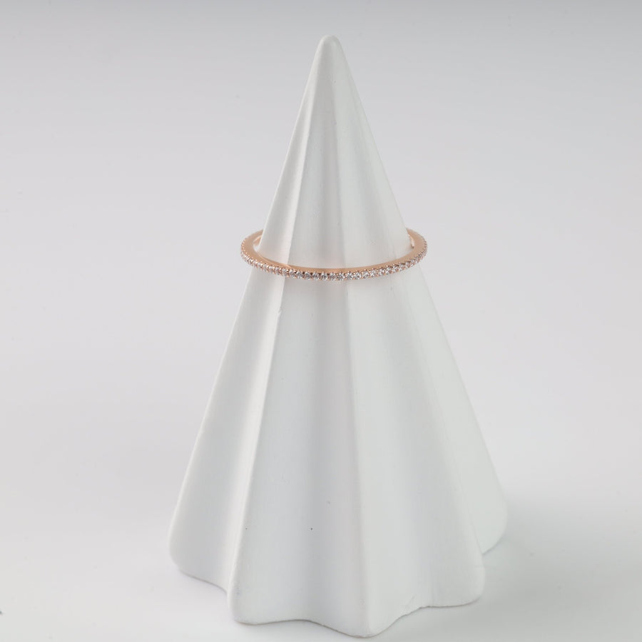 Minimal Ring with white cubic zirconia | 14K Rose Gold (585) - Ukrainian Jewelry