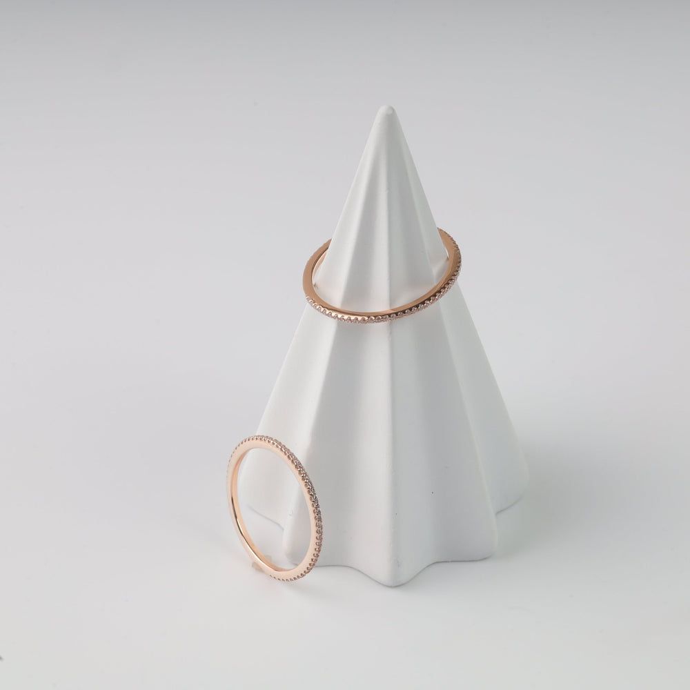 Minimal Ring with white cubic zirconia | 14K Rose Gold (585) - Ukrainian Jewelry