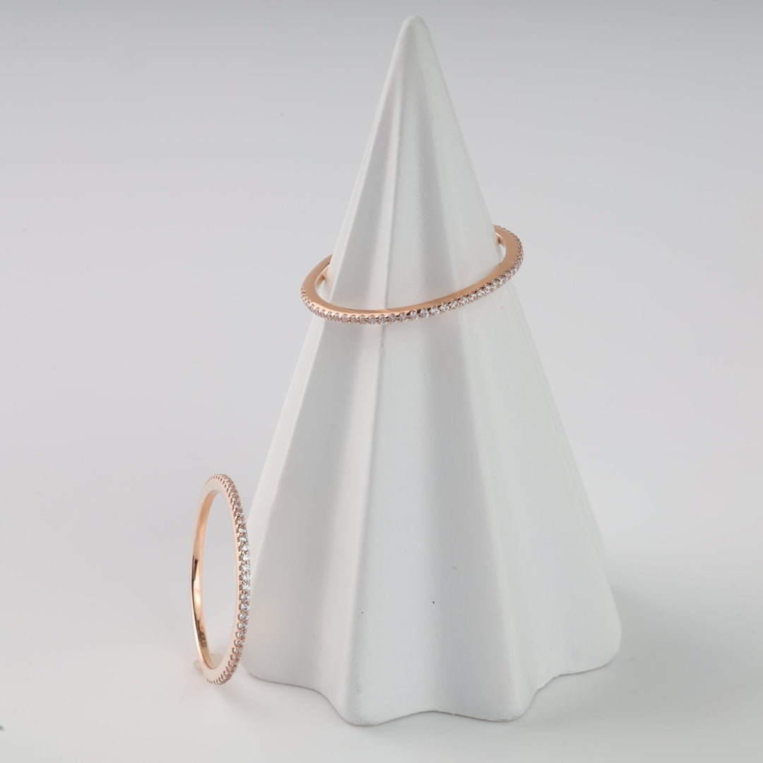 Minimal Ring with white cubic zirconia | 14K Rose Gold (585) - Ukrainian Jewelry