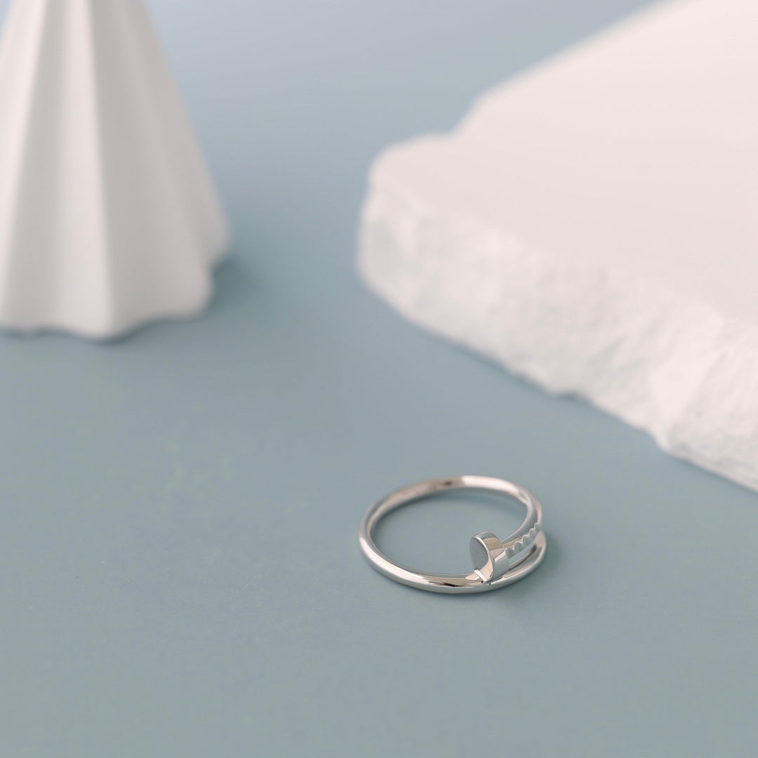 Nail Ring | 14K White Gold (585) - Ukrainian Jewelry