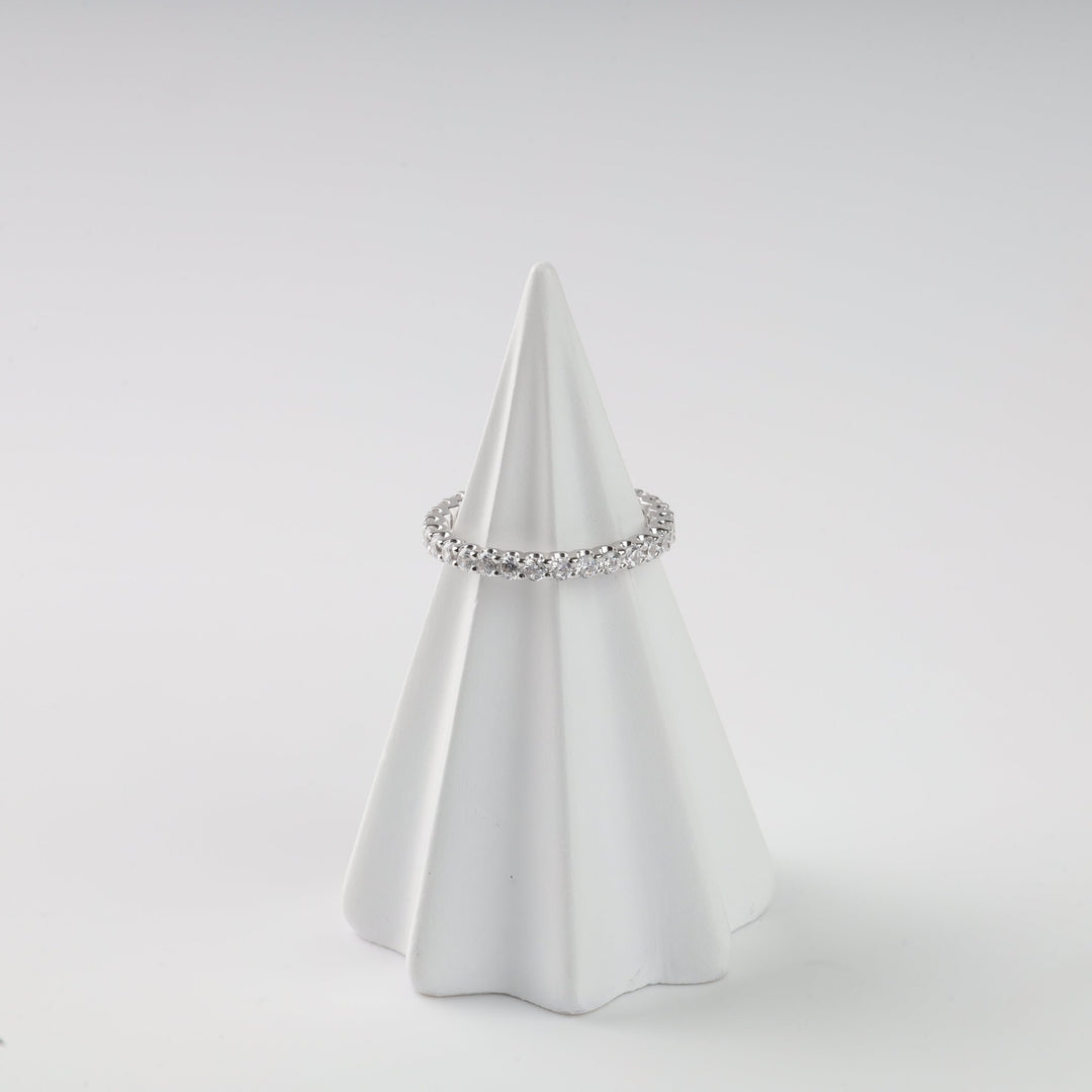 Ring with a Full Circle of sparkle Cubic Zirconia | 14K White Gold (585) - Ukrainian Jewelry