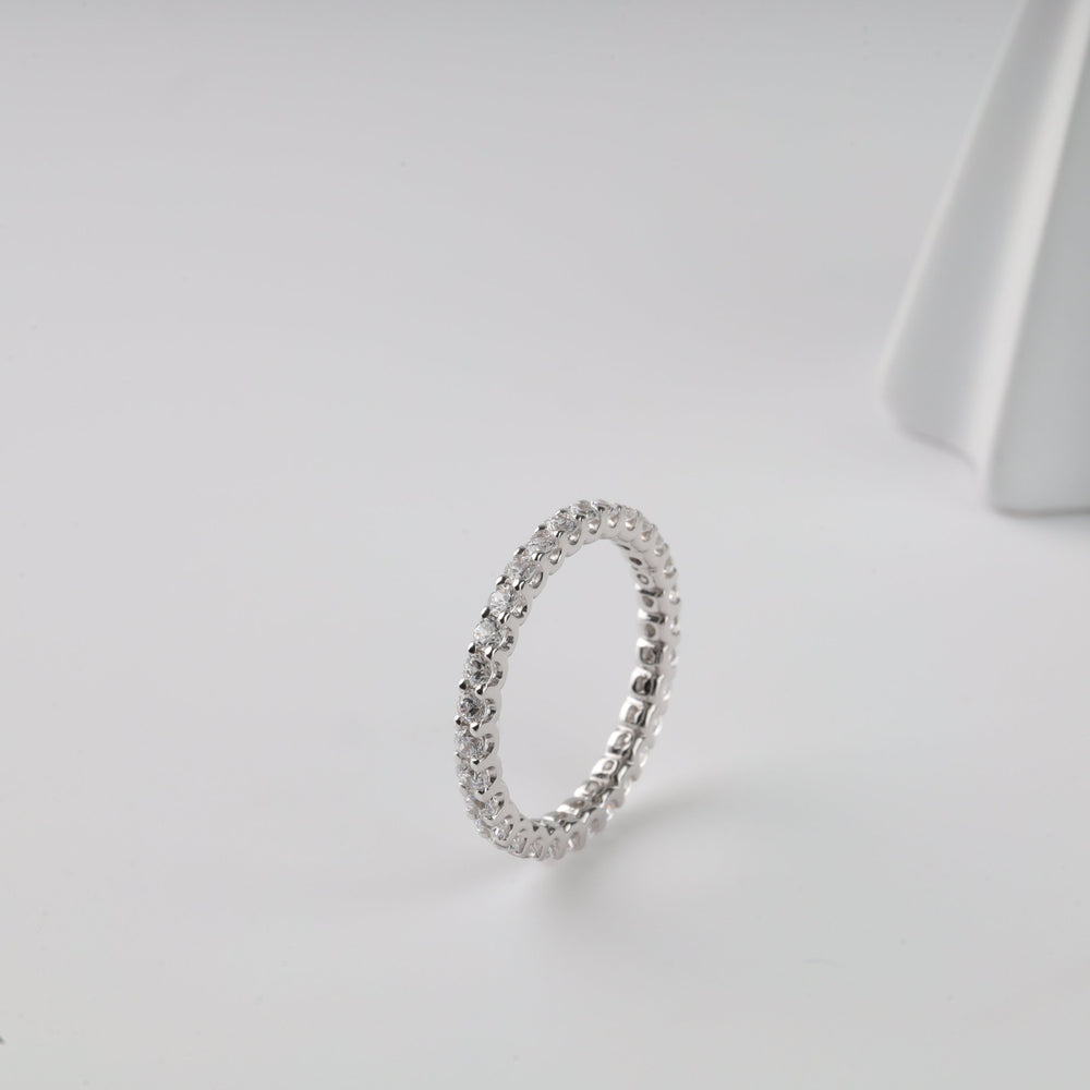 Ring with a Full Circle of sparkle Cubic Zirconia | 14K White Gold (585) - Ukrainian Jewelry