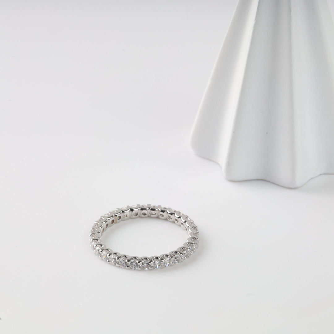 Ring with a Full Circle of sparkle Cubic Zirconia | 14K White Gold (585) - Ukrainian Jewelry