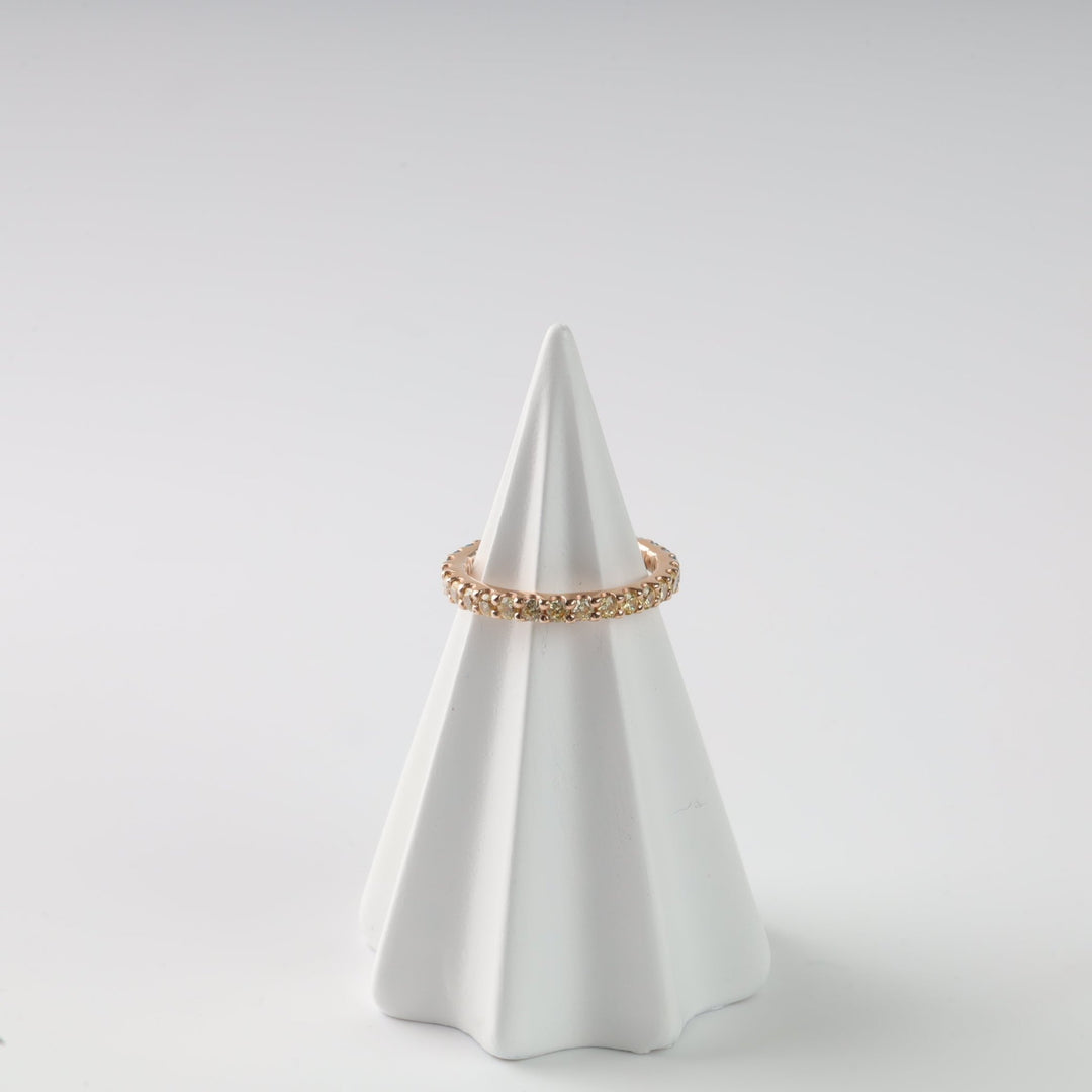 Sky & Wheat Ring with Cubic Zirconia | 14K Rose Gold (585) - Ukrainian Jewelry