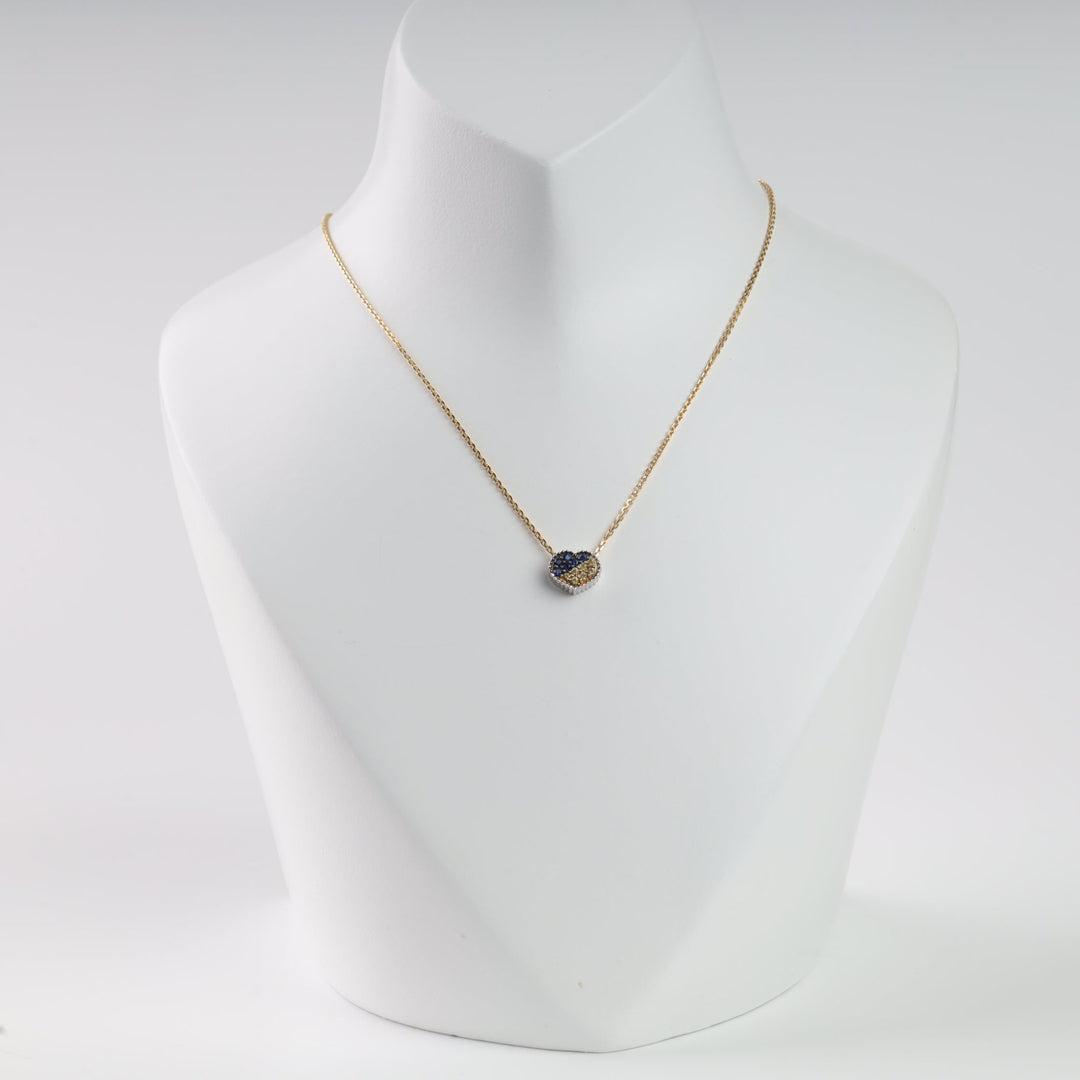 Sapphire Heart of Ukraine Necklace | 14K Gold-White Gold (585) - Ukrainian Jewelry