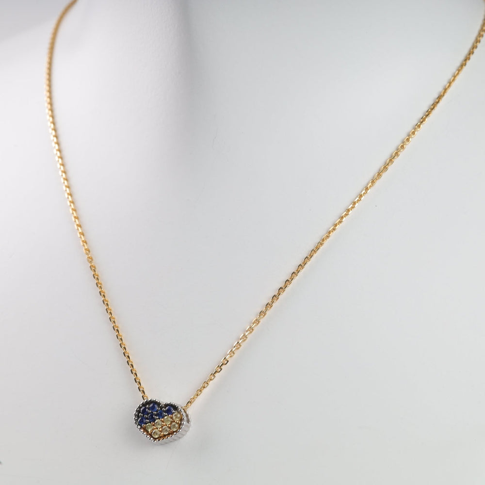 Sapphire Heart of Ukraine Necklace | 14K Gold-White Gold (585) - Ukrainian Jewelry