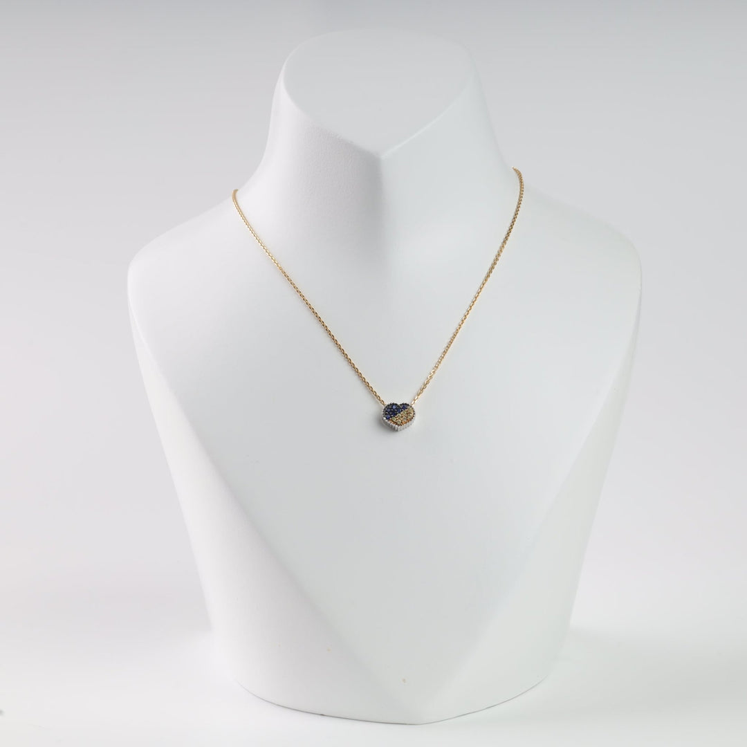 Sapphire Heart of Ukraine Necklace | 14K Gold-White Gold (585) - Ukrainian Jewelry