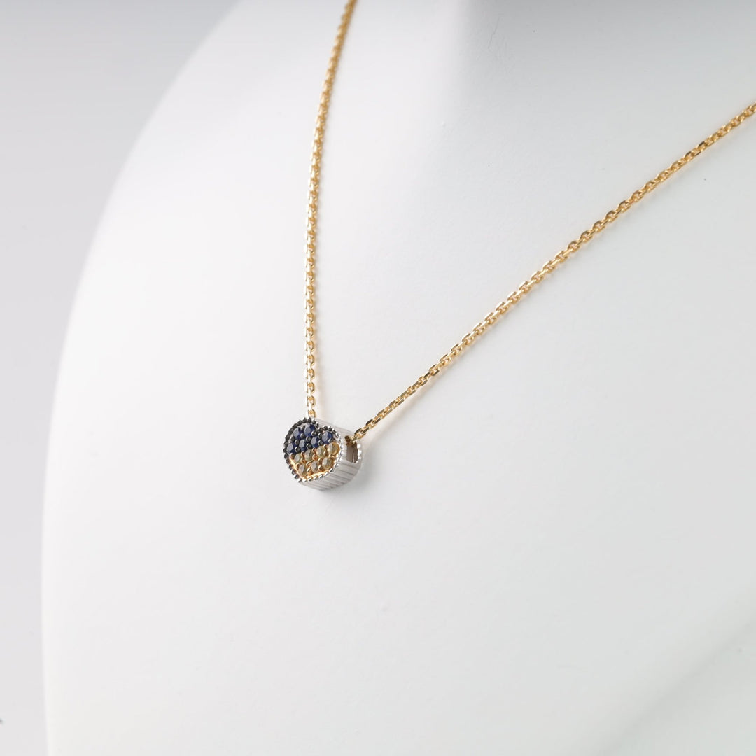 Sapphire Heart of Ukraine Necklace | 14K Gold-White Gold (585) - Ukrainian Jewelry