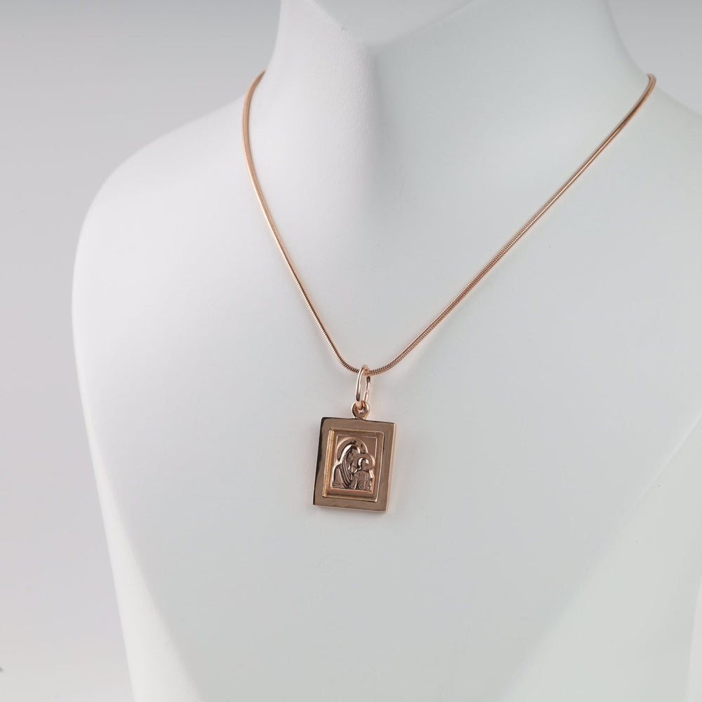 "Virgin Mary and Jesus" Pendant | 14K Rose Gold (585) - Ukrainian Jewelry