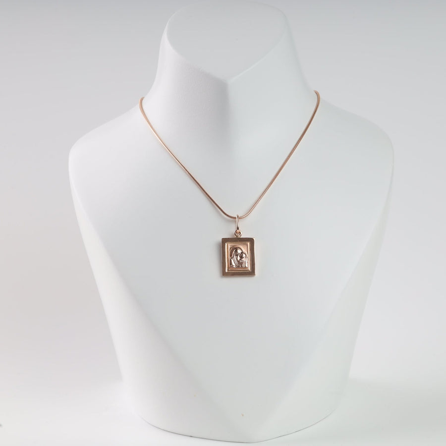 "Virgin Mary and Jesus" Pendant | 14K Rose Gold (585) - Ukrainian Jewelry
