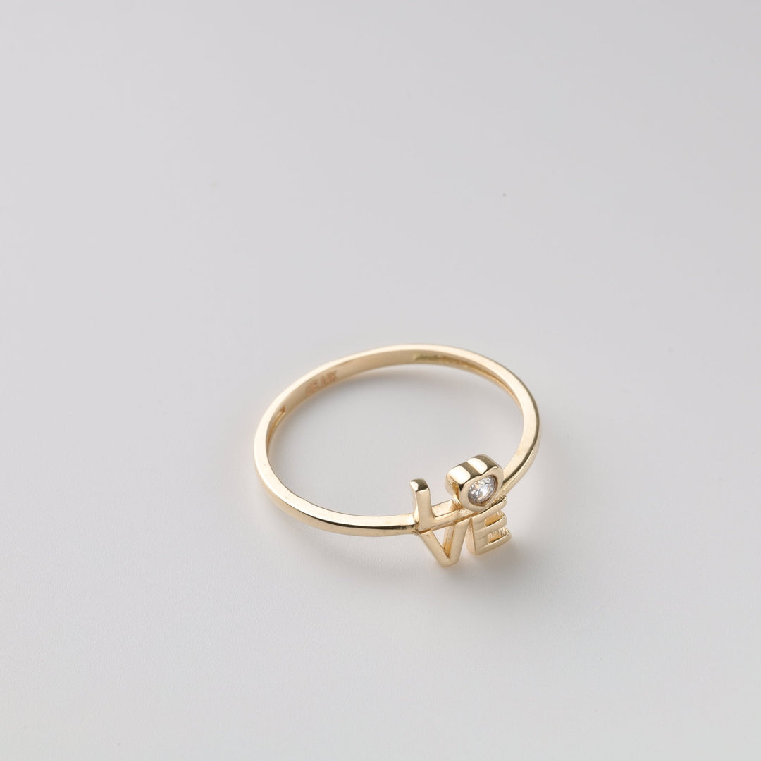 Love Story Ring with cubic zirconia | 14K Gold (585) - Ukrainian Jewelry