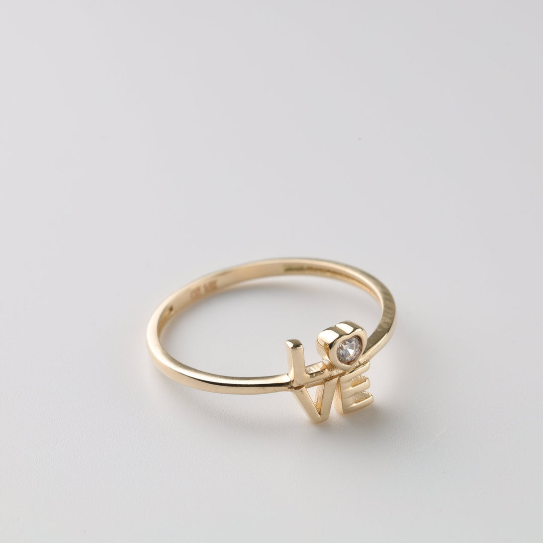 Love Story Ring with cubic zirconia | 14K Gold (585) - Ukrainian Jewelry