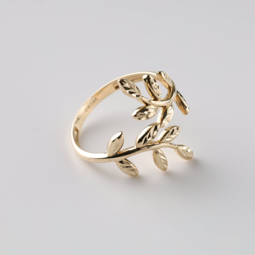 Olive Leaf Ring | 14K Gold (585) - Ukrainian Jewelry