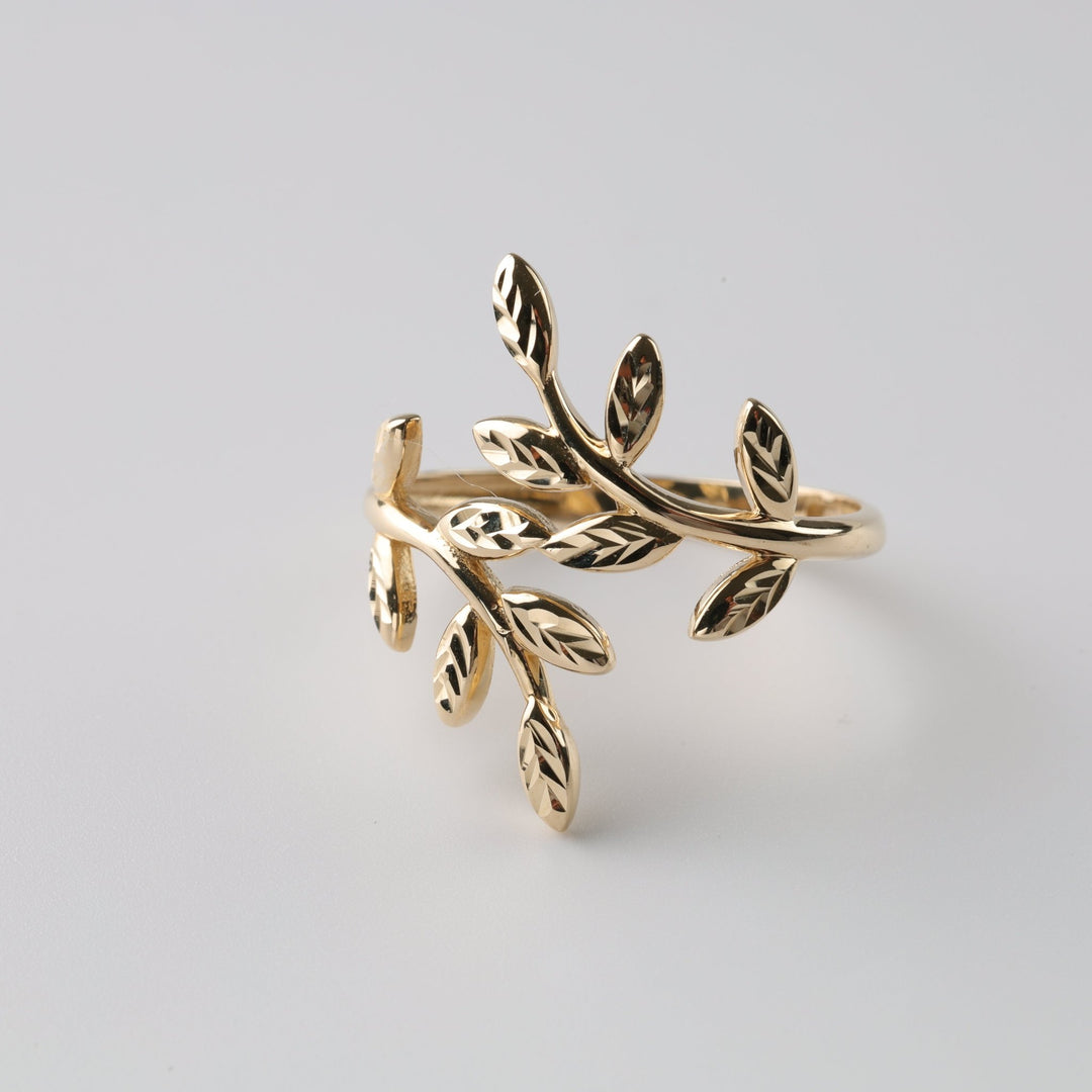 Olive Leaf Ring | 14K Gold (585) - Ukrainian Jewelry