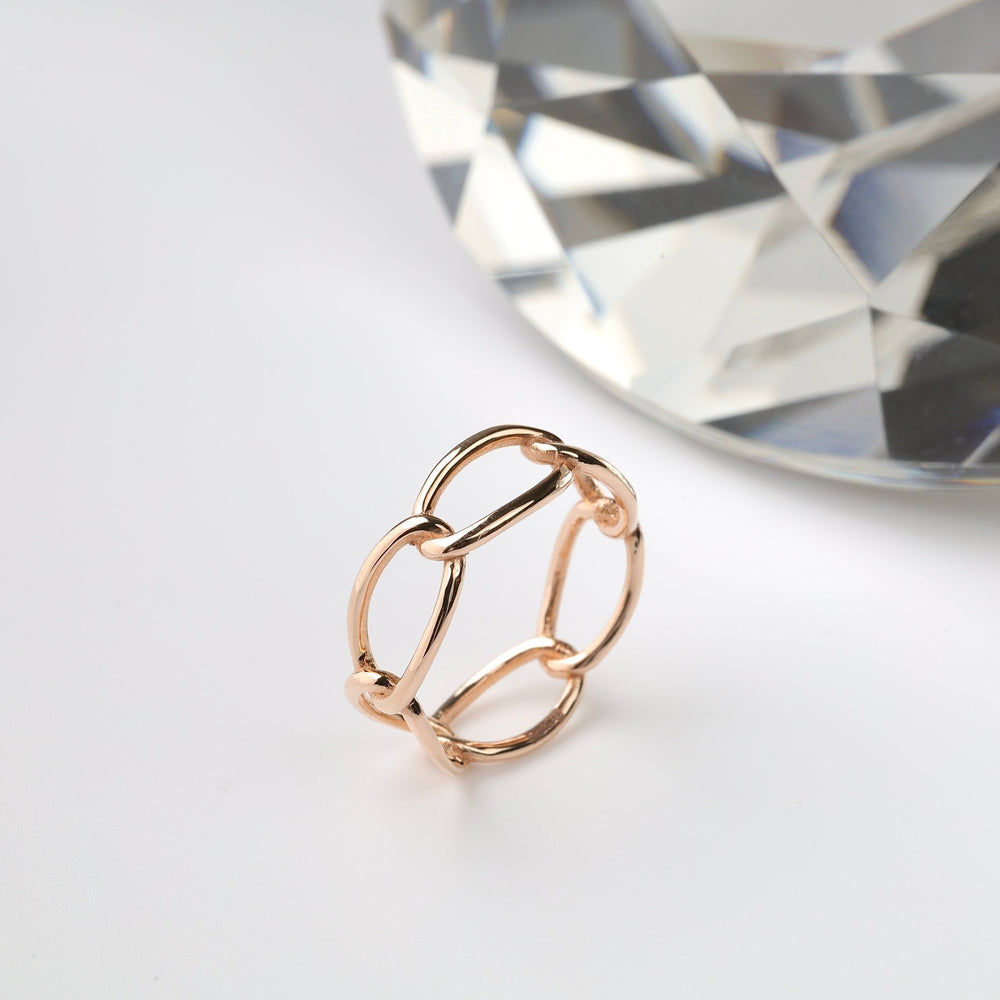 Forever Linked Plain Chain Ring | 14K Rose Gold (585) - Ukrainian Jewelry