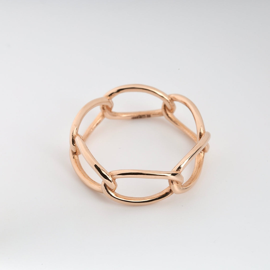 Forever Linked Plain Chain Ring | 14K Rose Gold (585) - Ukrainian Jewelry