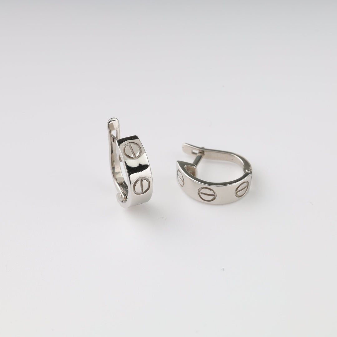 Bolts Plain Earrings | 14K White gold (585) - Ukrainian Jewelry