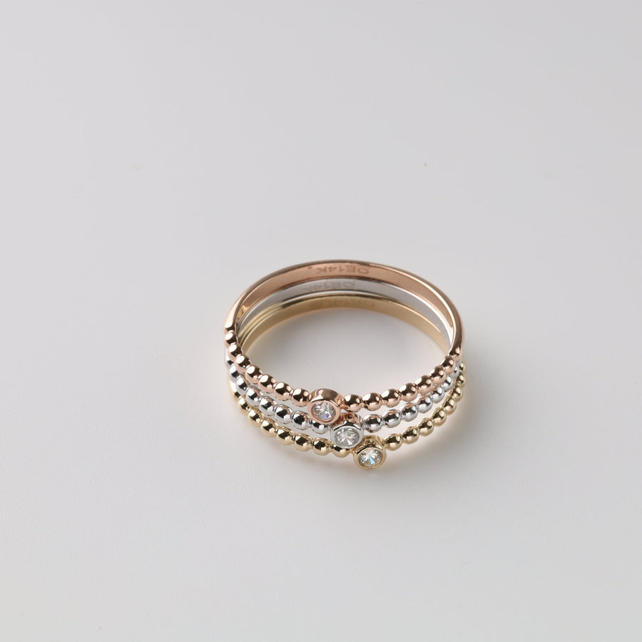 Triad Harmony Ring | 14K White-Rose-Yellow Gold (585) - Ukrainian Jewelry