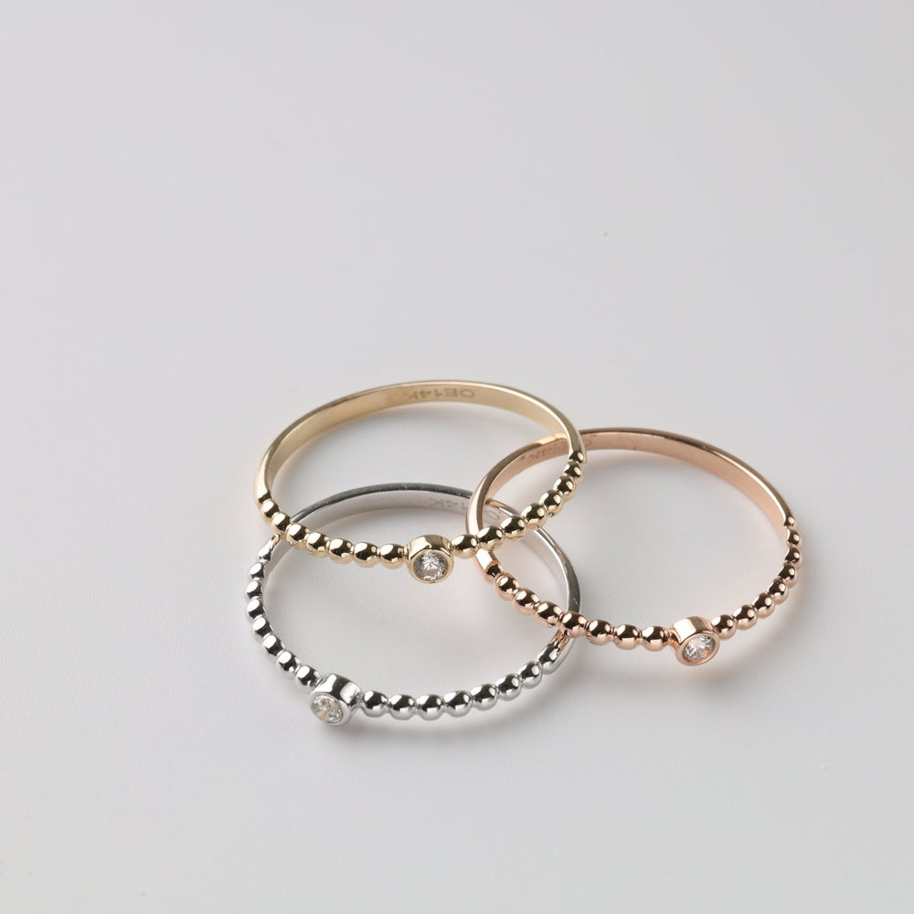 Triad Harmony Ring | 14K White-Rose-Yellow Gold (585) - Ukrainian Jewelry