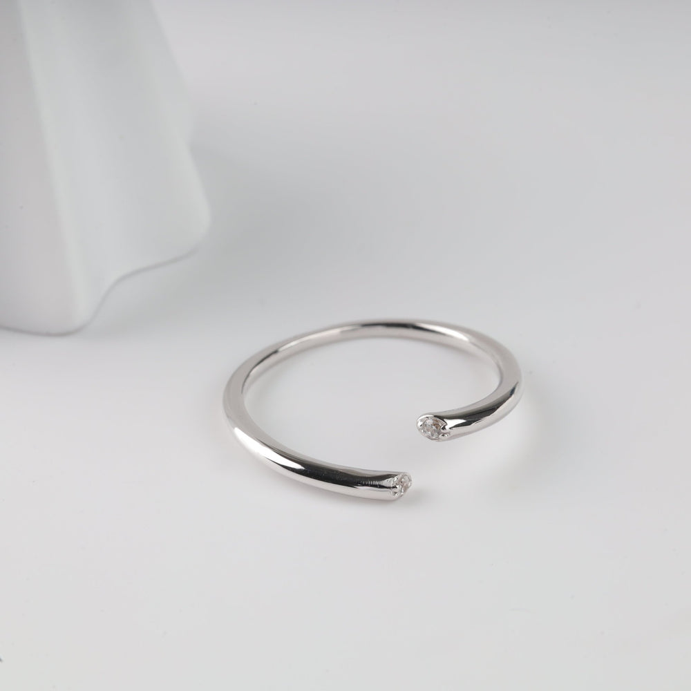 Dual Light Open Ring | 14K White Gold (585) - Ukrainian Jewelry