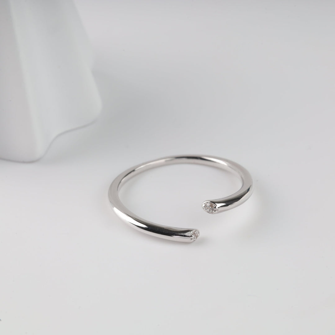 Dual Light Open Ring | 14K White Gold (585) - Ukrainian Jewelry