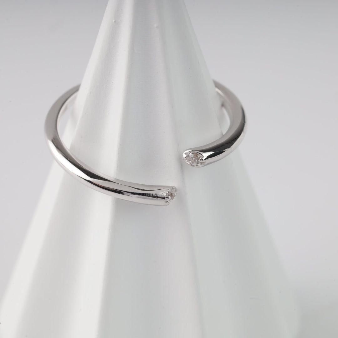 Dual Light Open Ring | 14K White Gold (585) - Ukrainian Jewelry