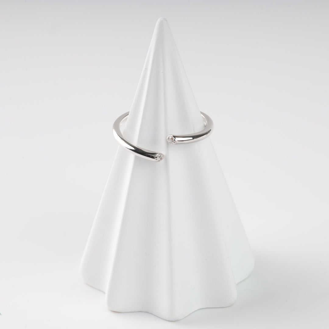 Dual Light Open Ring | 14K White Gold (585) - Ukrainian Jewelry