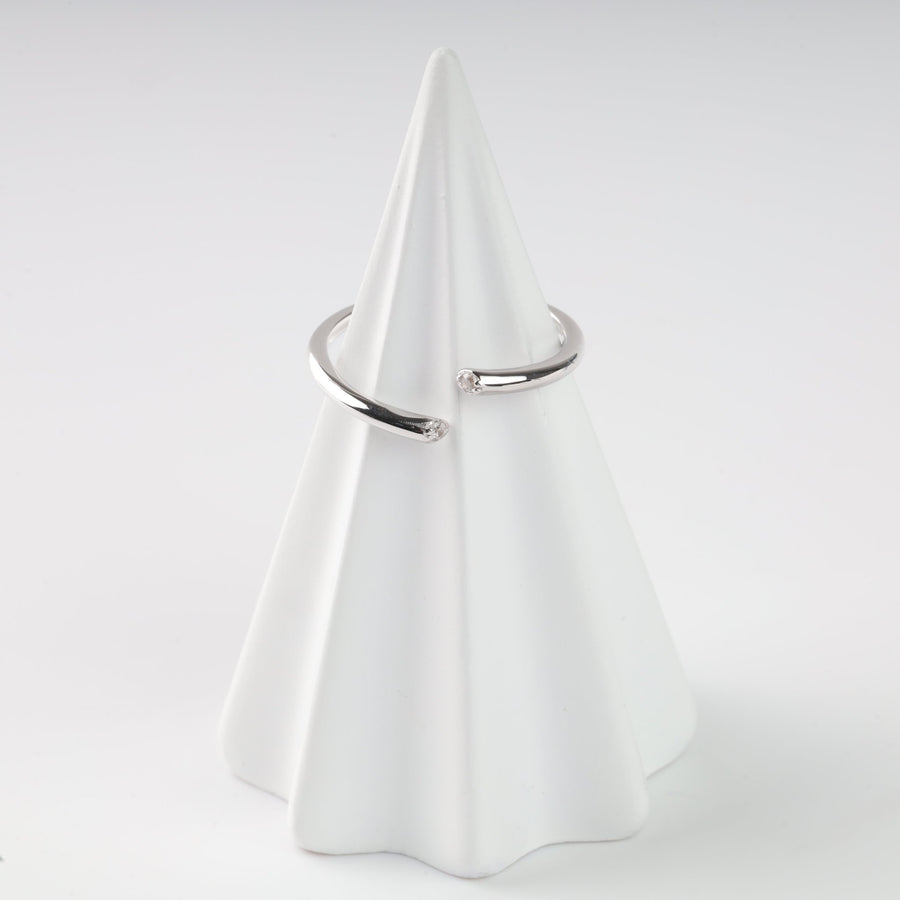 Dual Light Open Ring | 14K White Gold (585) - Ukrainian Jewelry